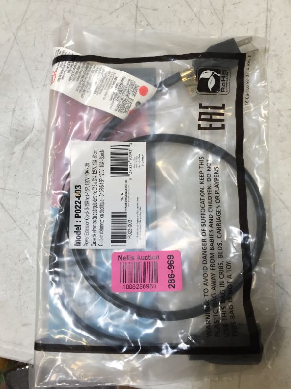 Photo 2 of Tripp Lite P022-003 Power Extension Cord 3ft