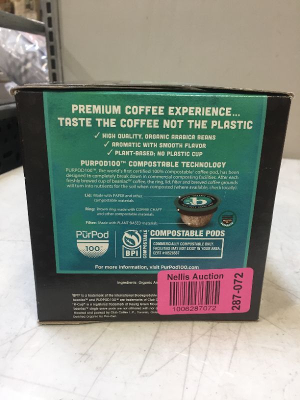 Photo 3 of beaniac Organic Daily Dose Donut Shop| Light Roast, Single Serve Coffee K Cup Pods 30ct BB 02/11/2022