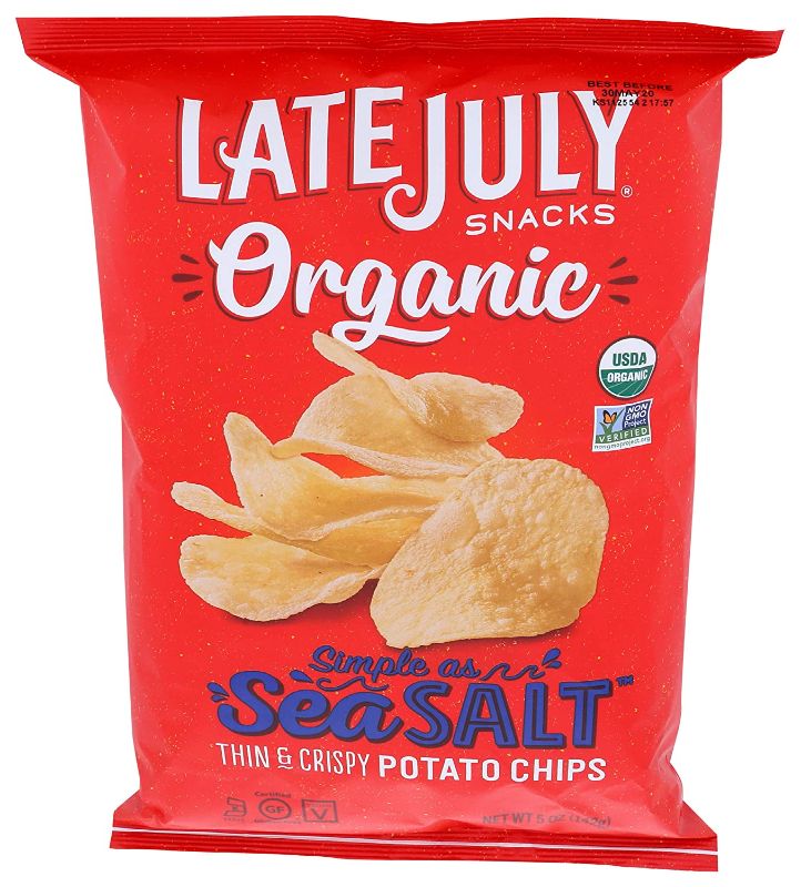 Photo 1 of 4 LATE JULY Snacks Organic Potato Chips Simple as Sea Salt Potato Chips, 5 oz. Bag BB 08JAn2022
