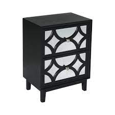 Photo 1 of COZAYH Contemporary Mirror Front 2-Drawer Nightstand, Black
