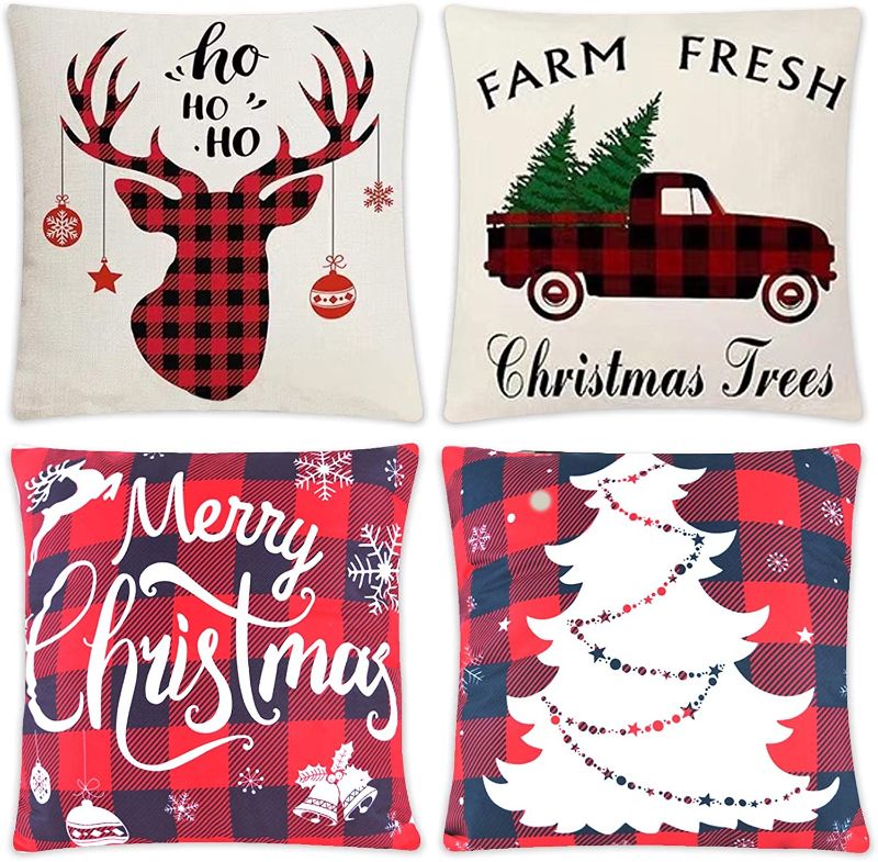 Photo 1 of 2PC LOT
Christmas Pillow Covers 18x18 Decorative Throw Red Sofa Decorations Pillowcase Indoor and Outdoor, Set of 4 Pack Marry Xmas Bright Plaid Winter Holiday Rustic Decor for Couch

Christmas Tree Topper,45x13 Inches Large Toppers Bow with Merry Christm