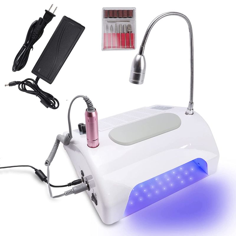 Photo 1 of 5 in 1 Professional 30000rpm Electric Nail Drill Machine,48_96W UV LED Nail Lamp for Gel Nail Polish, Nail Dust Collector for Acrylic Nails Manicure, Nail Dryer with 360° Desk LED Lamp in Salon & Home