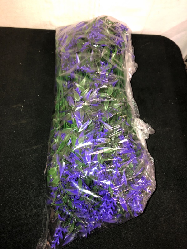 Photo 1 of 9 Bundles Artificial Lavender Flowers UV Resistant Plastic Fake Plants Flowers for Indoor Outdoor Home Garden Window Box Wedding Party Decor
