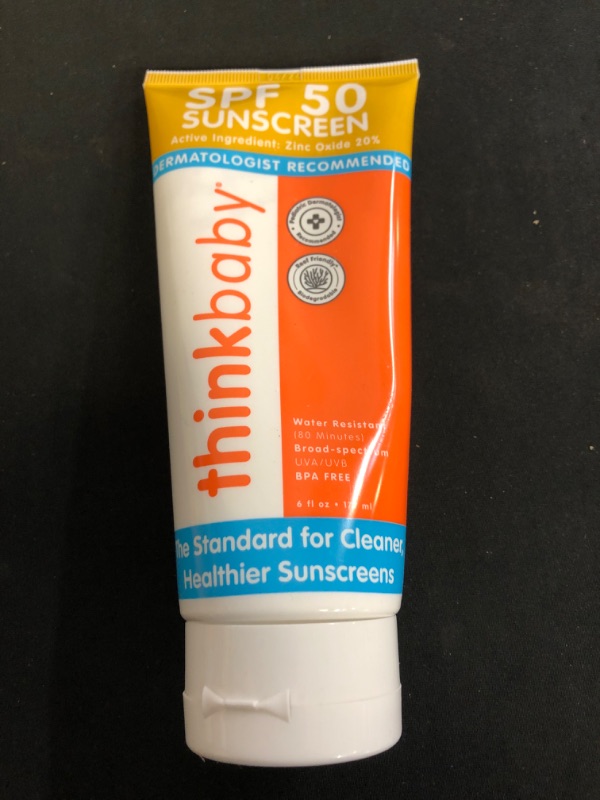 Photo 2 of Baby Sunscreen Natural Sunblock from Thinkbaby, Safe, Water Resistant Sunscreen - SPF 50+ (6 ounce)
EXP 04/24