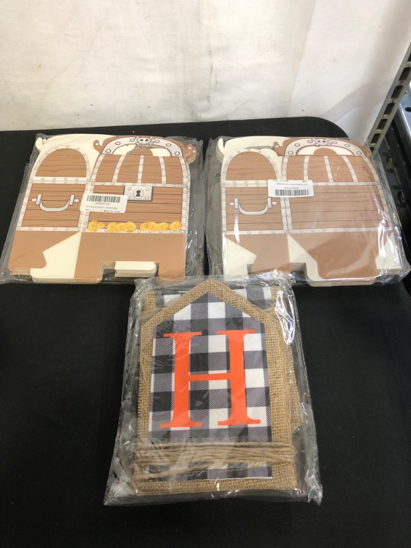 Photo 1 of 15 Pack Treat Boxes Treasure Treat Candy Boxes Pirate Treasure Chest Party Favor Boxes Goodie Candy for Halloween Party Supplies, 2 COUNT 

Happy Fall Pumpkin Buffalo Plaid Burlap Banner Autumn Pumpkin Garland Thanksgiving Harvest Bunting Flag Rustic Burl
