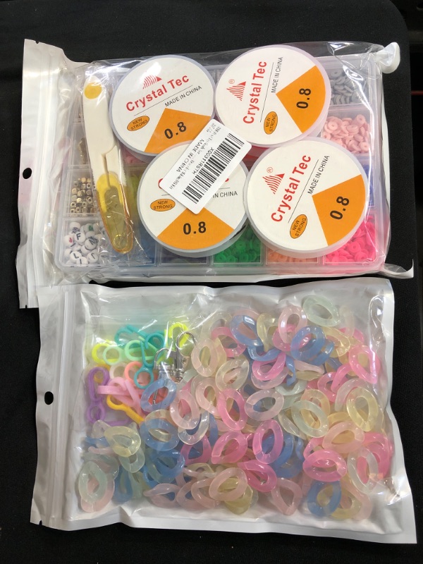 Photo 3 of 2PC LOT
4000 Pcs Clay Beads for Jewelry Marking, 20colors Spacer Flat Polymer Round Beads for Bracelets Necklace Earring Making, Heishi Beads with Pendant Charms Kits, Bracelet Making DIY Kit

Forise 150PCS Acrylic Chain Link Rings with Lobster Clasp - Tr