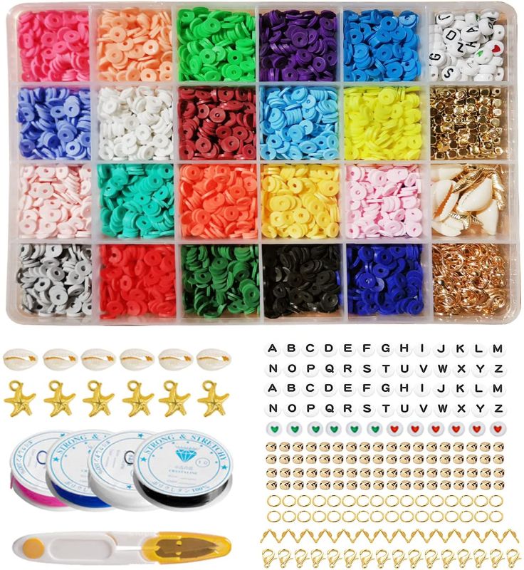 Photo 1 of 2PC LOT
4000 Pcs Clay Beads for Jewelry Marking, 20colors Spacer Flat Polymer Round Beads for Bracelets Necklace Earring Making, Heishi Beads with Pendant Charms Kits, Bracelet Making DIY Kit

Forise 150PCS Acrylic Chain Link Rings with Lobster Clasp - Tr