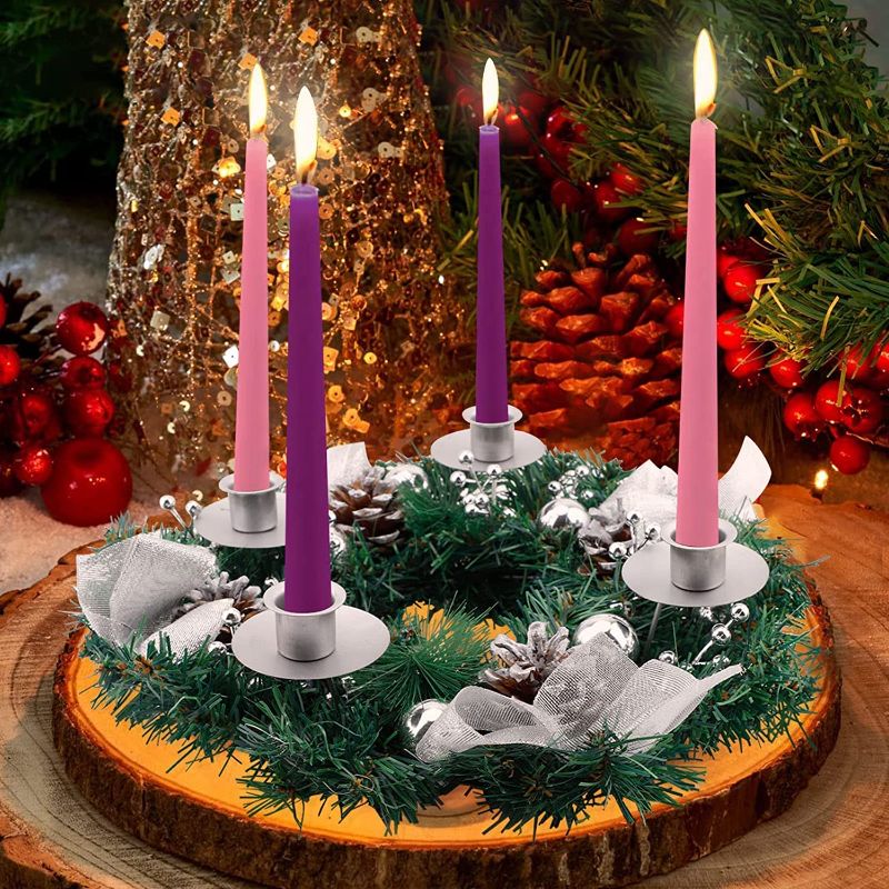 Photo 1 of 2PC LOT
Christmas Advent Wreath Xmas Garland Christmas Wreath with Candle Holder Season Centerpiece Decor Table Wreath Christmas Decorations Advent Candle Holder and X-mas Candles Decorations (Silver)

PIKRONSH 14 Inch Halloween Grapevine Wreath with Scar