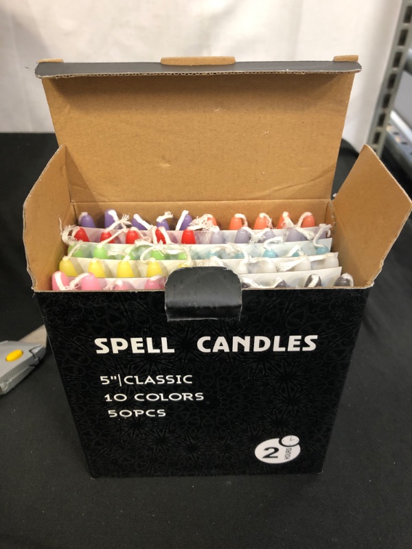 Photo 2 of 1/2 Inch Diameter x 5 Inch Tall Unscented Assorted Colors Mini Chime Spell Taper Candles, Set of 50
