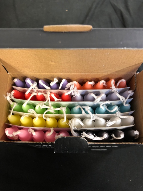 Photo 3 of 1/2 Inch Diameter x 5 Inch Tall Unscented Assorted Colors Mini Chime Spell Taper Candles, Set of 50
