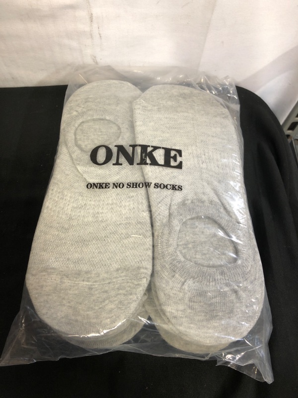 Photo 2 of ONKE Mens Combed Cotton No Show Socks 12/6 Pairs Non Slip Gels Light Thin Flats Boat Loafer Low Liner Socks
SIZE S, GREY