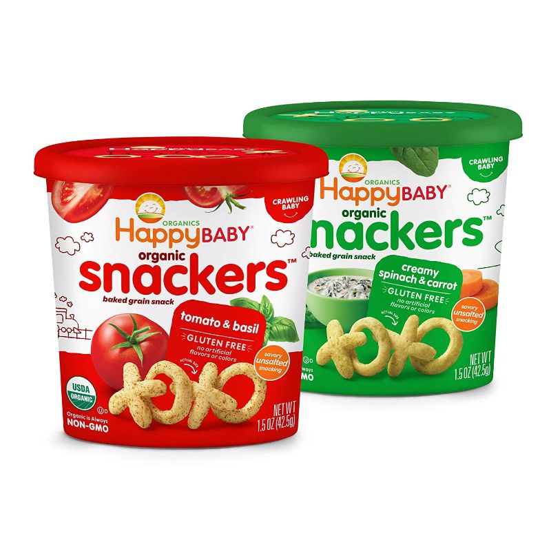 Photo 1 of Happy Baby Organics Snackers Baked Grain Snack, 2 Flavor Veggie Variety Pack, 1.5 Ounce (Pack of 6)
EXP 02/09/22