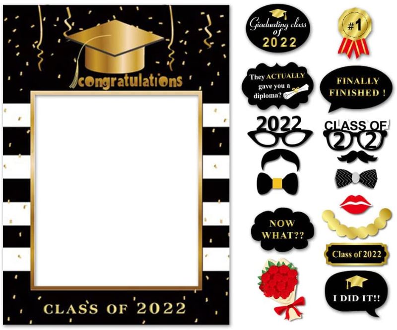 Photo 1 of 2PC LOT
7-gost Graduation Photo Booth Props Congratulations 2021 Graduation Class of 2021 Party Supplies(Pack of 17)

Muhome Red and White Christmas Foil Fringe Curtain, 3.28FT x 8.2FT Metallic Tinsel Door Curtains Photo Booth Backdrop for Wedding Birthda