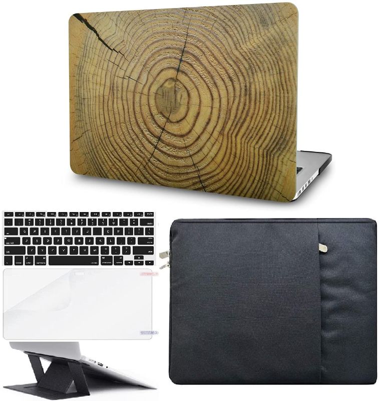 Photo 1 of KECC Compatible with MacBook Pro 15 inch Case Cover A1990 A1707 with Touch Bar Plastic Hard Shell + Keyboard Cover + Sleeve + Screen Protector + Laptop Stand (Cracked Wood)
