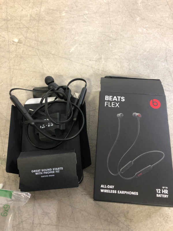 Photo 2 of Beats Flex Wireless Earbuds – Apple W1 Headphone Chip, Magnetic Earphones, Class 1 Bluetooth, 12 Hours of Listening Time, Built-in Microphone - Black
