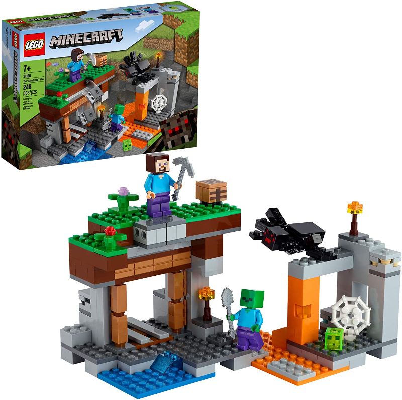 Photo 1 of LEGO Minecraft The Abandoned Mine 21166 Zombie Cave Battle Playset with Minecraft Action Figures and a Toy Spider, New 2021 (248 Pieces)
