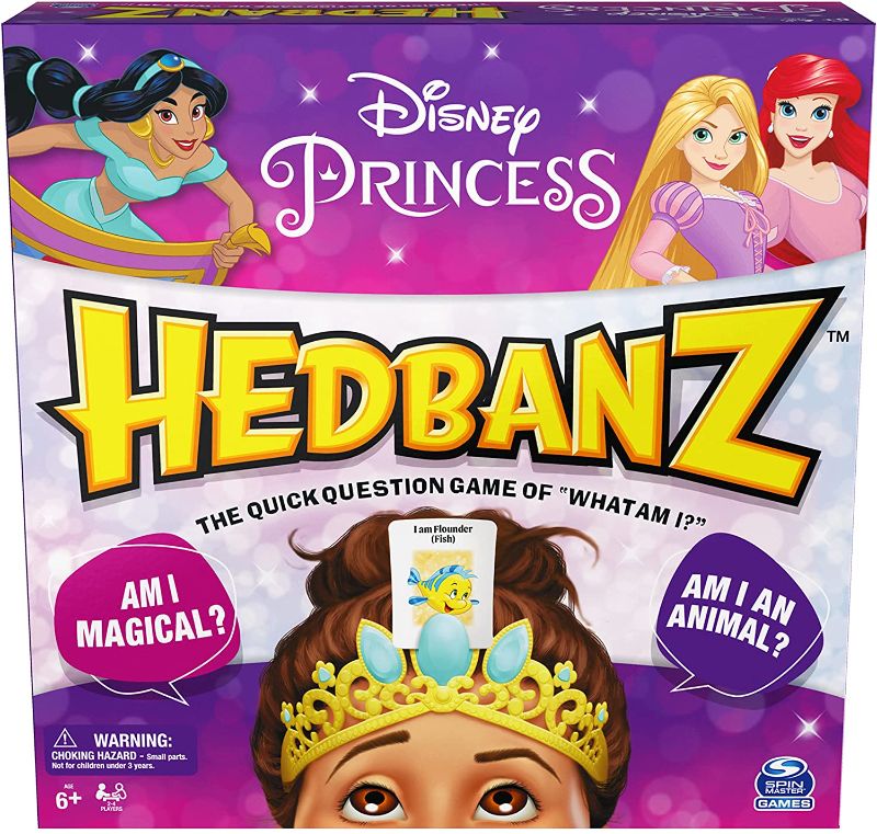 Photo 1 of Hedbanz Disney Princess Game with Hedbanz Frozen Game 2-Pack Bundle, Classic Question Game for Kids and Families, Holiday Toy List 2021, Ages 6 and up
