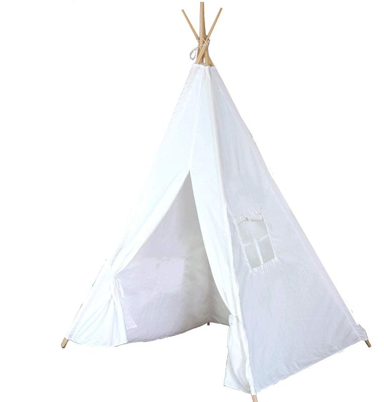 Photo 1 of Teepee Tent for Kids | Tipi Tents Indoor Outdoor | Play Tent Foldable 5 Feet Tall 4 Poles | Customizable Tent | Large Childrens Teepee Tents for Girls and Boys Kids Teepee Tent | Strong Wooden Poles
