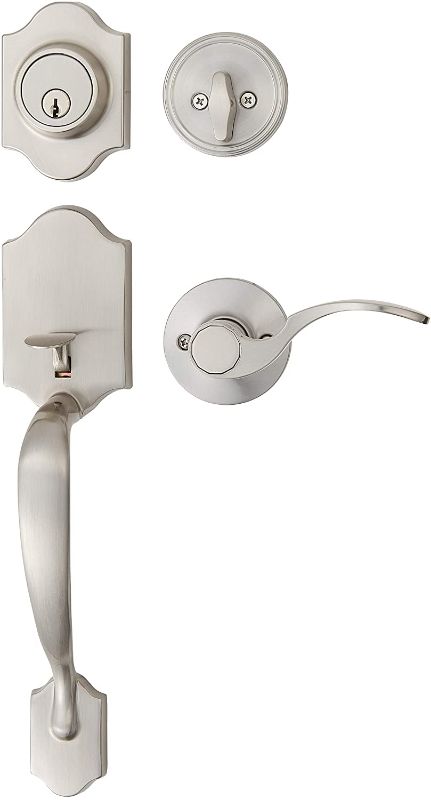 Photo 1 of Amazon Basics Handleset with Shelby Lever - Single Cylinder - Satin Nickel
