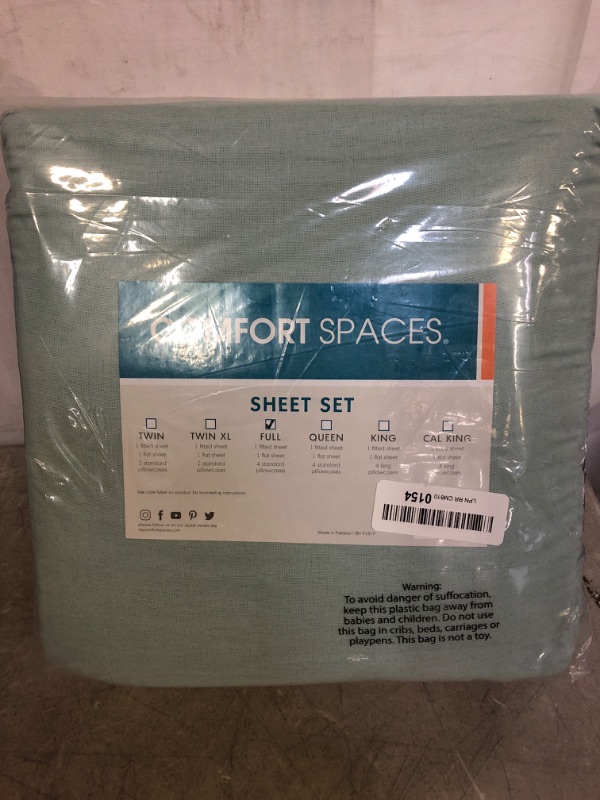 Photo 2 of Comfort Spaces Cotton Flannel Breathable Warm Deep Pocket Sheets with Pillow Case Bedding, Full, Aqua Solid 6 Piece
