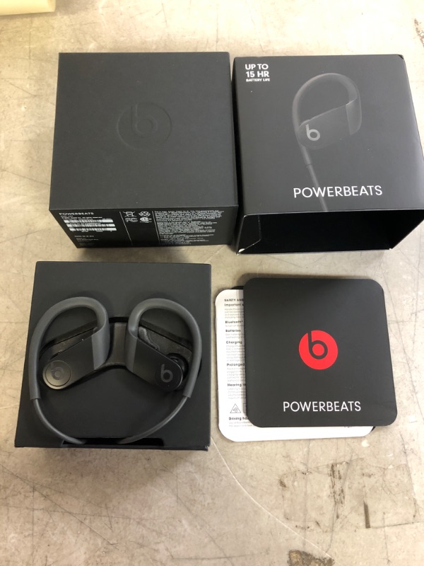 Photo 2 of Beats Powerbeats High-Performance - Earphones with Mic - in-ear - Over-the-ear Mount - Bluetooth - Wireless - Noise Isolating - Black - for iPad/iPhon
