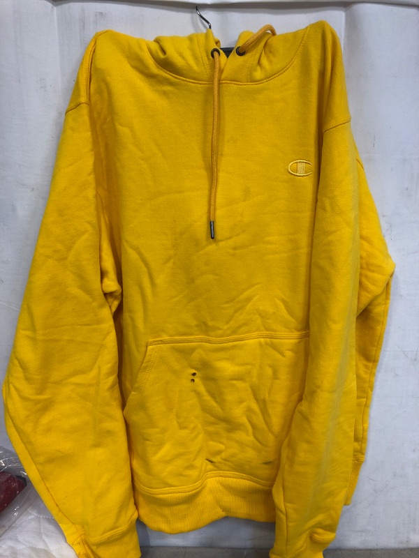 Photo 1 of MEN'S CHAMPION YELLOW HOODIE, SIZE S 