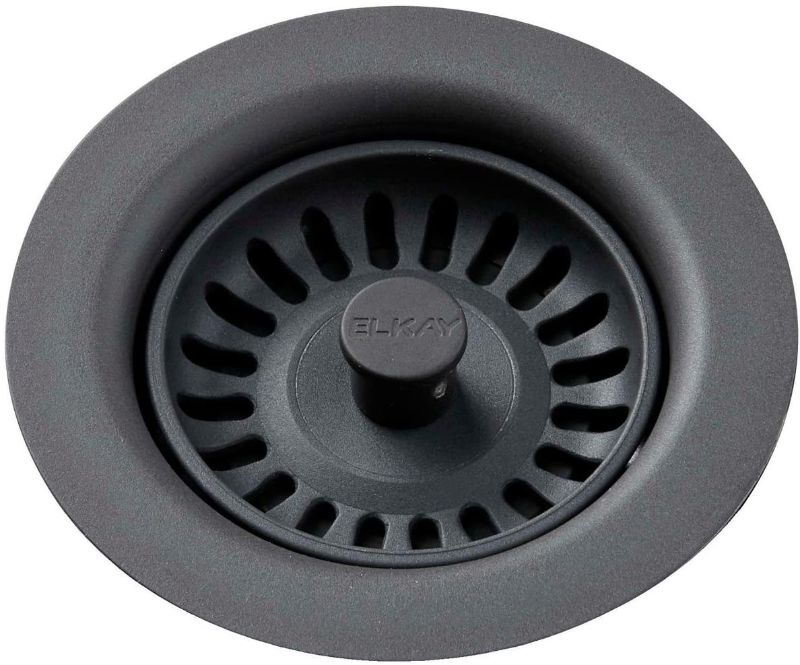 Photo 1 of Elkay LKQS35GY Polymer Drain Fitting with Removable Basket Strainer and Rubber Stopper, Dusk Gray
