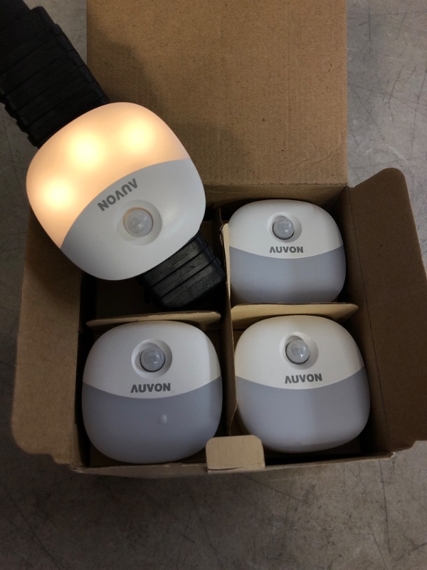Photo 2 of AUVON Plug-in LED Motion Sensor Night Light, Mini Warm White LED Nightlight with Dusk to Dawn Motion Sensor, Adjustable Brightness for Bedroom, Bathroom, Kitchen, Hallway, Stairs (4 Pack)
