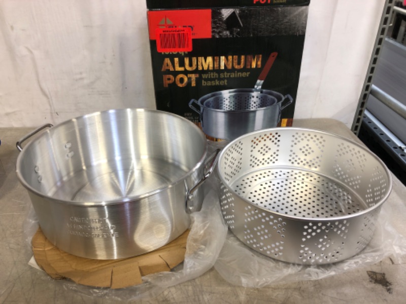 Photo 2 of Chard FBA12, Aluminum Stock Pot with Strainer Basket, 10.5 Quart, Grey
