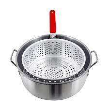 Photo 1 of Chard FBA12, Aluminum Stock Pot with Strainer Basket, 10.5 Quart, Grey
