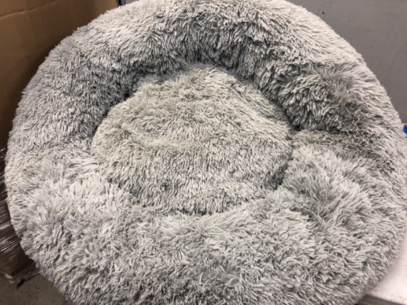 Photo 4 of  Grey High-Grade Plush and Soft Rounded Dog Bed Large