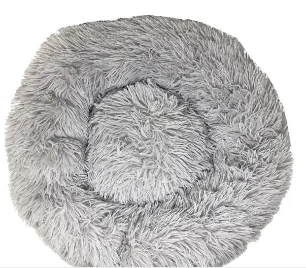 Photo 1 of  Grey High-Grade Plush and Soft Rounded Dog Bed Large