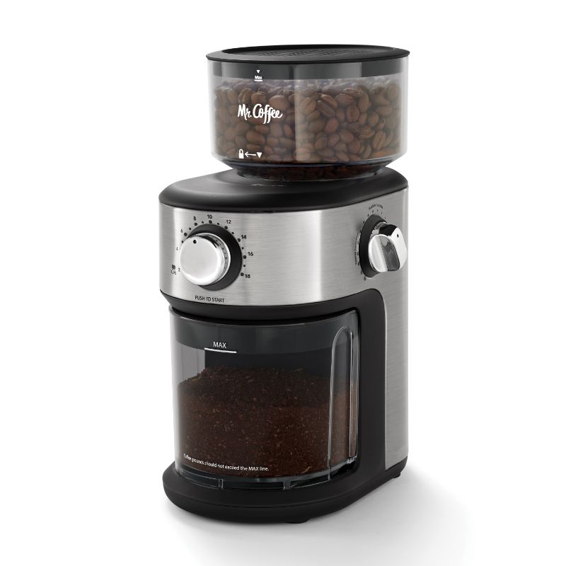 Photo 1 of Mr. Coffee - Mr. Coffee® Cafe Grind 18 Cup Automatic Burr Grinder - Stainless Steel
