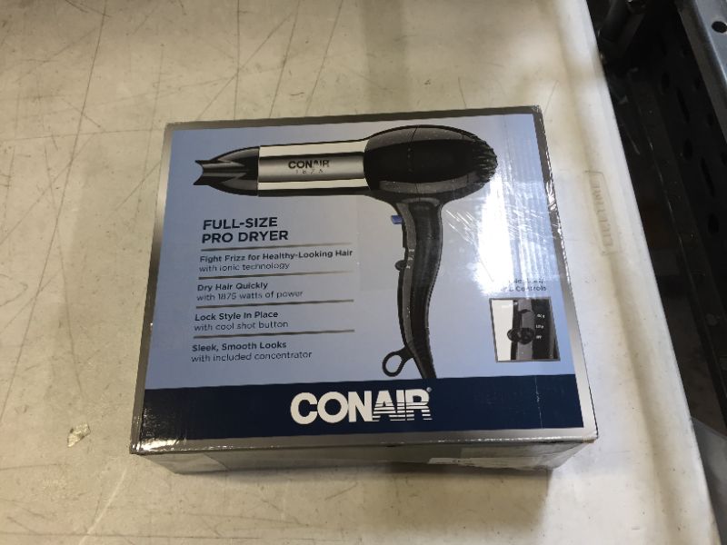 Photo 4 of Conair 1875 Watt Full Size Pro Hair Dryer with Ionic Conditioning , Black / Chrome, 1 Count
