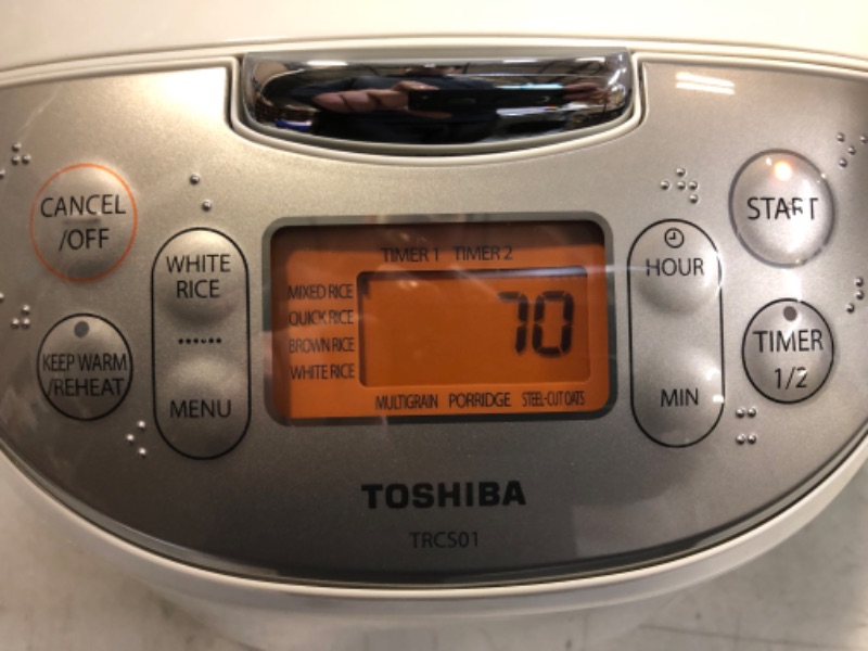Photo 4 of Toshiba Rice Cooker 6 Cups Uncooked (3L) with Fuzzy Logic and One-Touch Cooking, White
