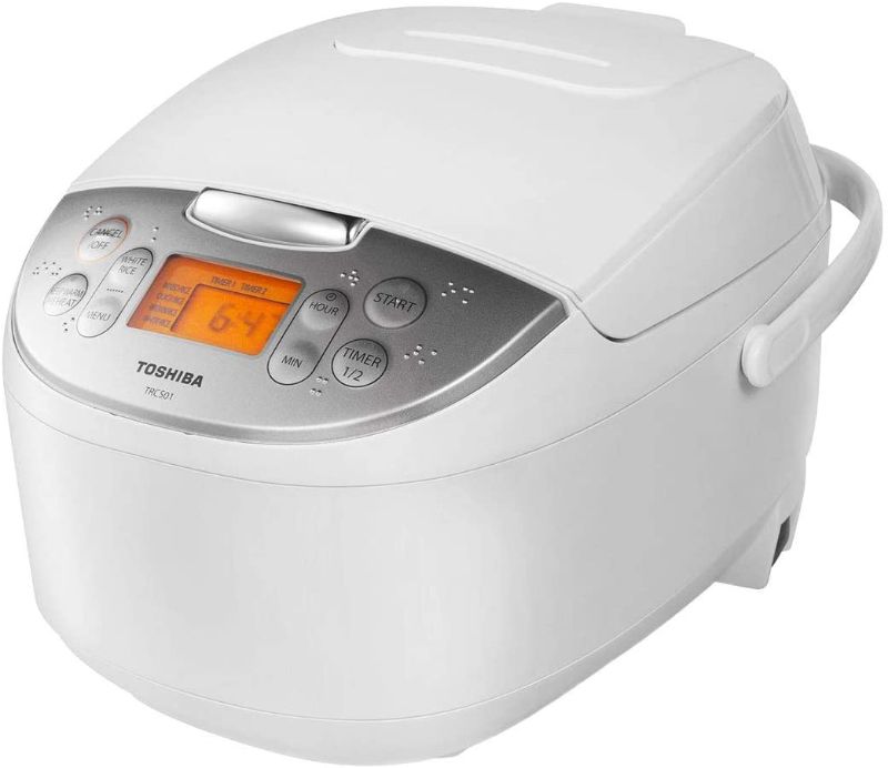 Photo 1 of Toshiba Rice Cooker 6 Cups Uncooked (3L) with Fuzzy Logic and One-Touch Cooking, White
