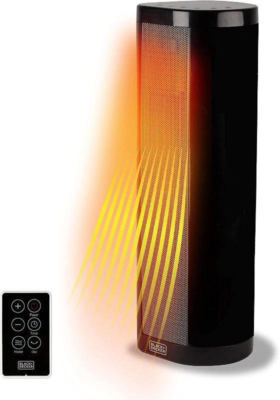 Photo 1 of BLACK+DECKER Tower Space Heater, Infrared Heater with Remote Control, 1500W, 40°F - 95°F
