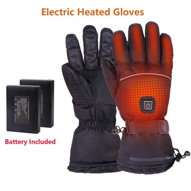 Photo 1 of SkyGenius Electric Heated Gloves Touch Screen Winter Motorcycle Gloves for Men Women with 2 Rechargeable Battery Black L 
