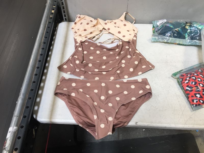 Photo 1 of CUPSHE Women's Brown/Cream Swimsuit (L)