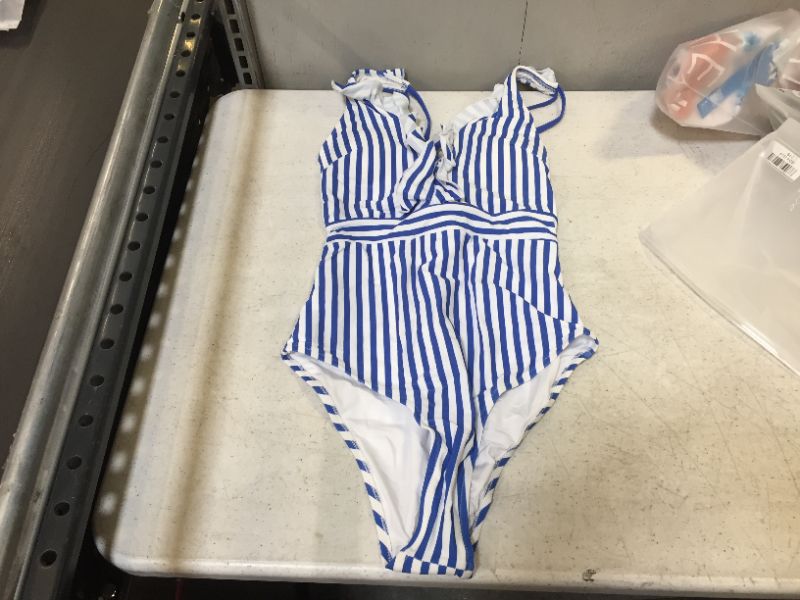 Photo 1 of CUPSHE Women's Blue/White Striped Swimsuit (S)