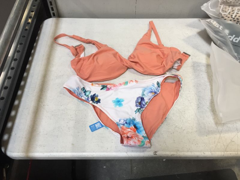 Photo 1 of CUPSHE Women's Peach/White Bikini (L)