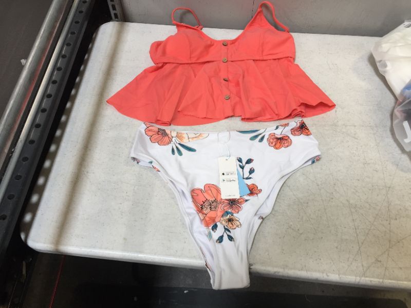 Photo 1 of CUPSHE Women's Peach/White Bikini (L)