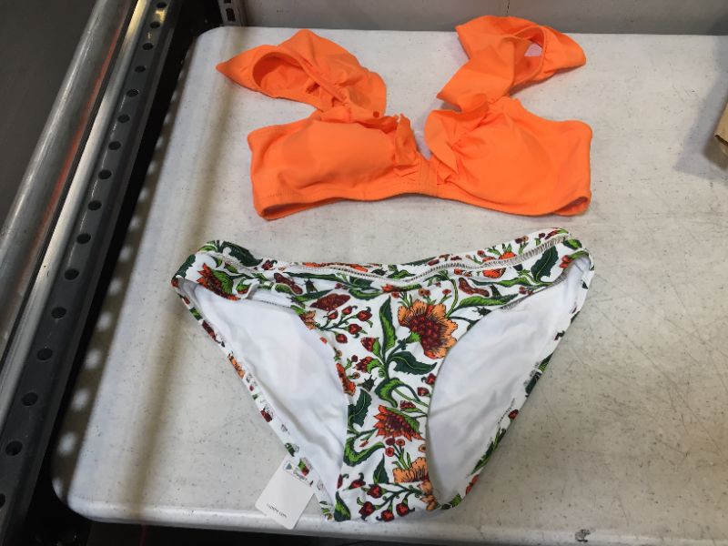 Photo 1 of CUPSHE Women's Orange/White Bikini (L)