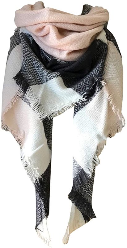 Photo 1 of Wander Agio Womens Warm Long Shawl Winter Wraps Large Scarves Knit Cashmere Feel Plaid Triangle Scarf
