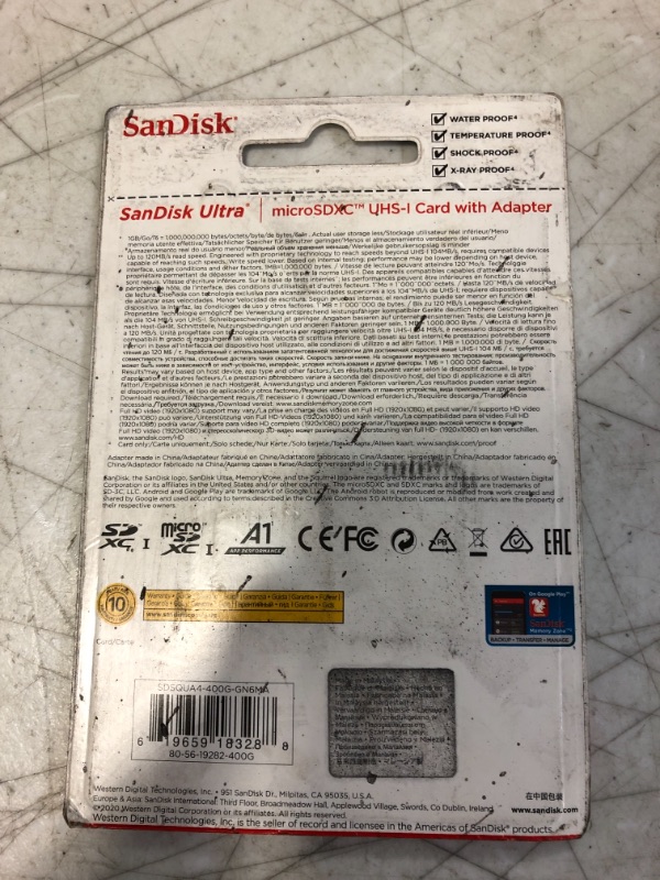 Photo 3 of SanDisk 400GB Ultra microSDXC UHS-I Memory Card with Adapter - 120MB/s, C10, U1, Full HD, A1, Micro SD Card - SDSQUA4-400G-GN6MA
