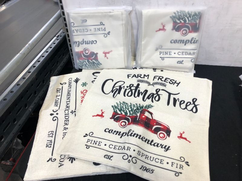 Photo 1 of 12pcs CDWERD Christmas Pillow Covers 18x18 inches Christmas Decorations Outdoor Throw Pillow Covers Winter Holiday Decorative Pillowcase Farmhouse Cushion Case for Couch Set of 12 pcs 

