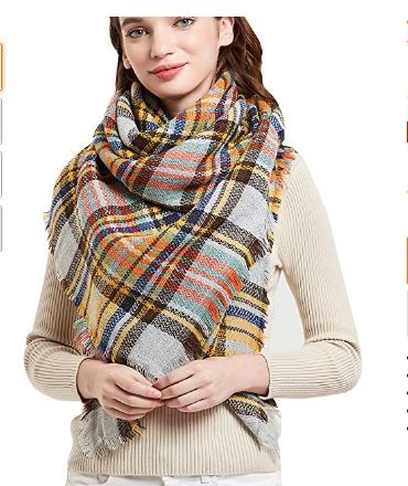 Photo 1 of Wander Agio Women's Warm Blanket Scart Square Winter Shawls Large Infinity Scarves Stripe Plaid Scart