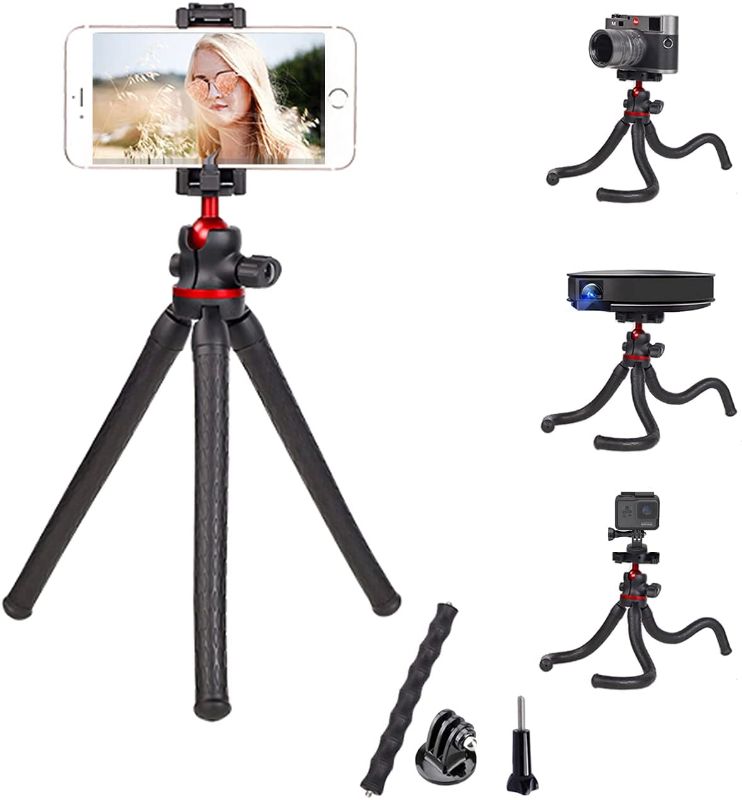 Photo 1 of Cell Phone Tripod, Flexible Mini Camera Tripod for iPhone, Adjustable Tripod, Universal Clip and Cold Shoes, gopro Tripod, Portable Travel Tripod, for Android Phone Video HAITUO (Black)
