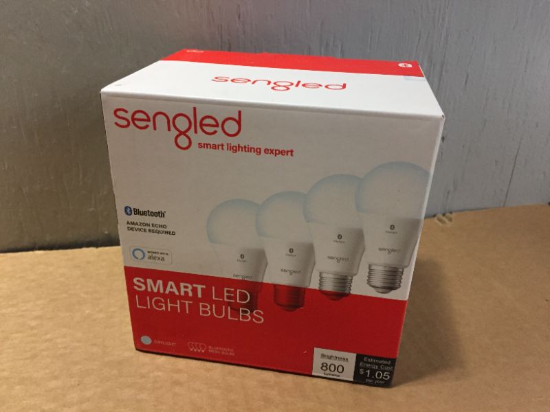 Photo 2 of  Sengled Smart Light Bulb, Bluetooth Mesh Smart Bulb That Works with Alexa Only, Standard A19, Dimmable Daylight 5000K, E26 60W Equivalent 800LM, 4 Pack A Certified for Humans Device