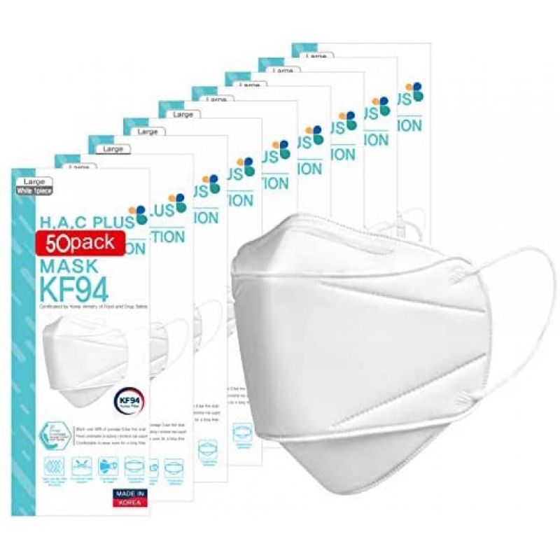 Photo 1 of [50 Pack] KF 94 Face Mask for Adult, Protective Mask, H.A.C Plus [Made in KOREA] Large